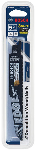 6" - RECIPROCATING SAW BLADE FOR WOOD WITH NAILS - 5 PACK