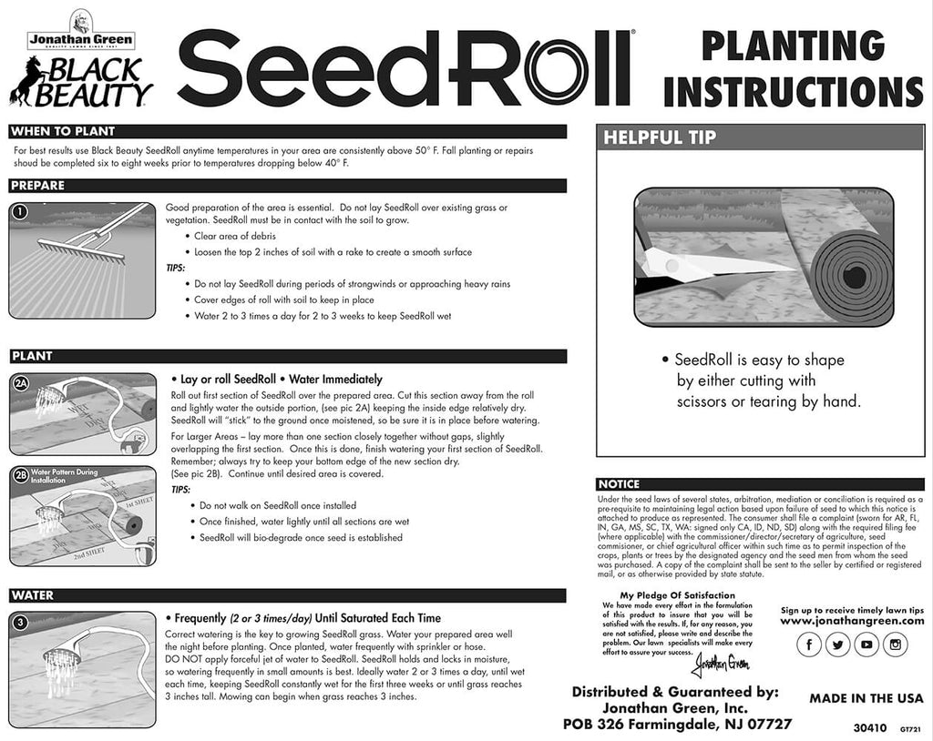 Black Beauty® Biodegradable Grass Seed Roll - 50sqft